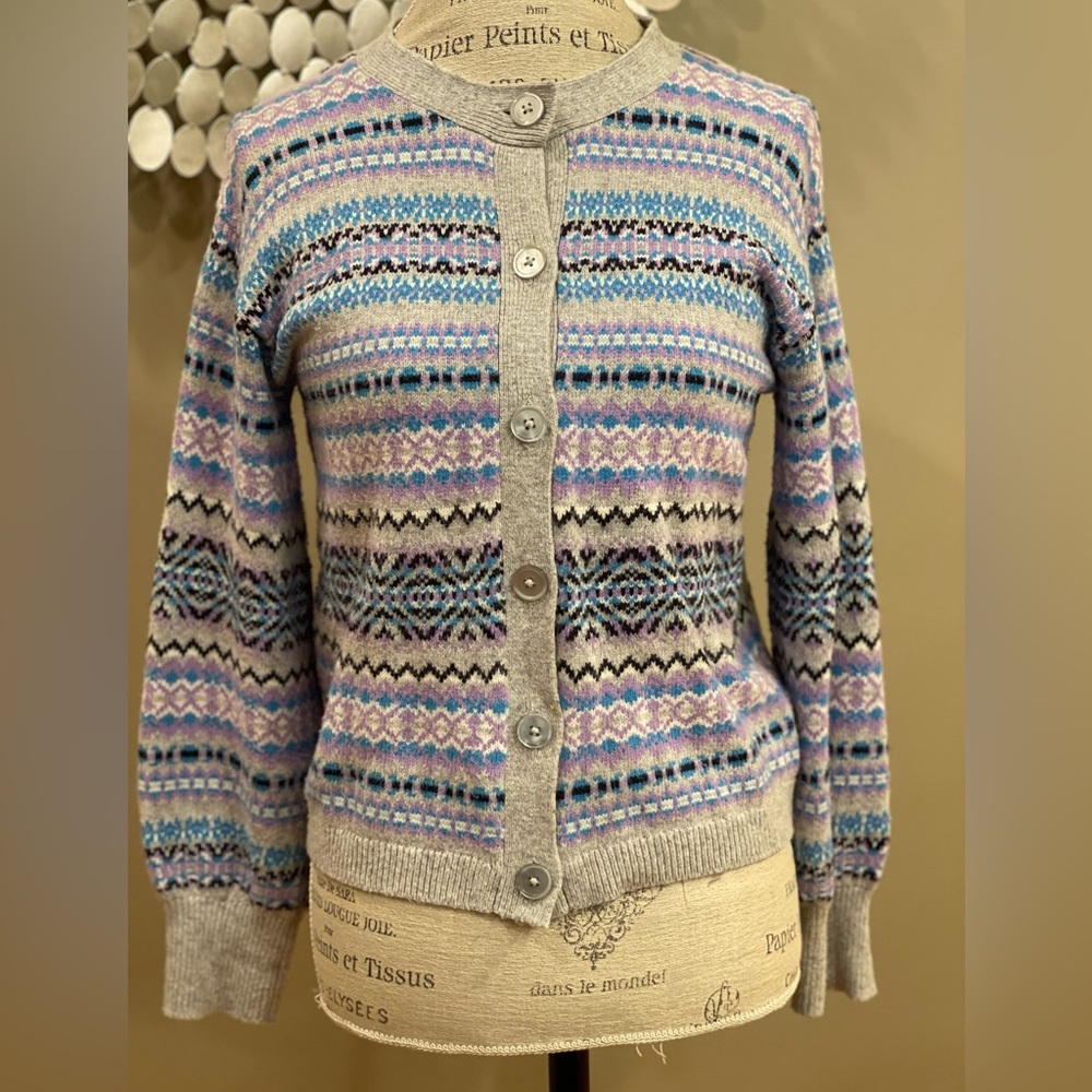Talbots Multicolor Patterned Cardigan
